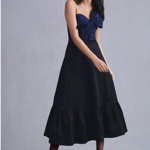 Hutch By Anthropologie Midnight Blue Strapless Bow-Tie Maxi Dress